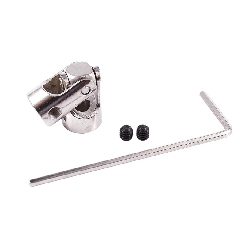 Arbre cardan joint universel 4mm à 3mm pour RC bateau, montrant la flexibilité du joint universel.