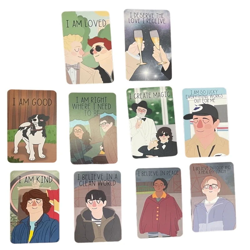 

20Pcs Fantasy Comedy Good Omens Affirmation Deck Prophet Lovely Figure Tarot Divination Taro Prophecy Cards