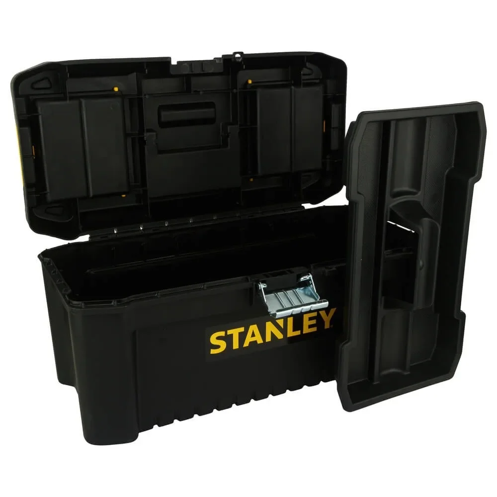STANLEY STST1-75518-16" Essential Tool Box Metal Latch with Removable Tray with Stainless Steel Lock Secured 40.6x20.5x19.5cm