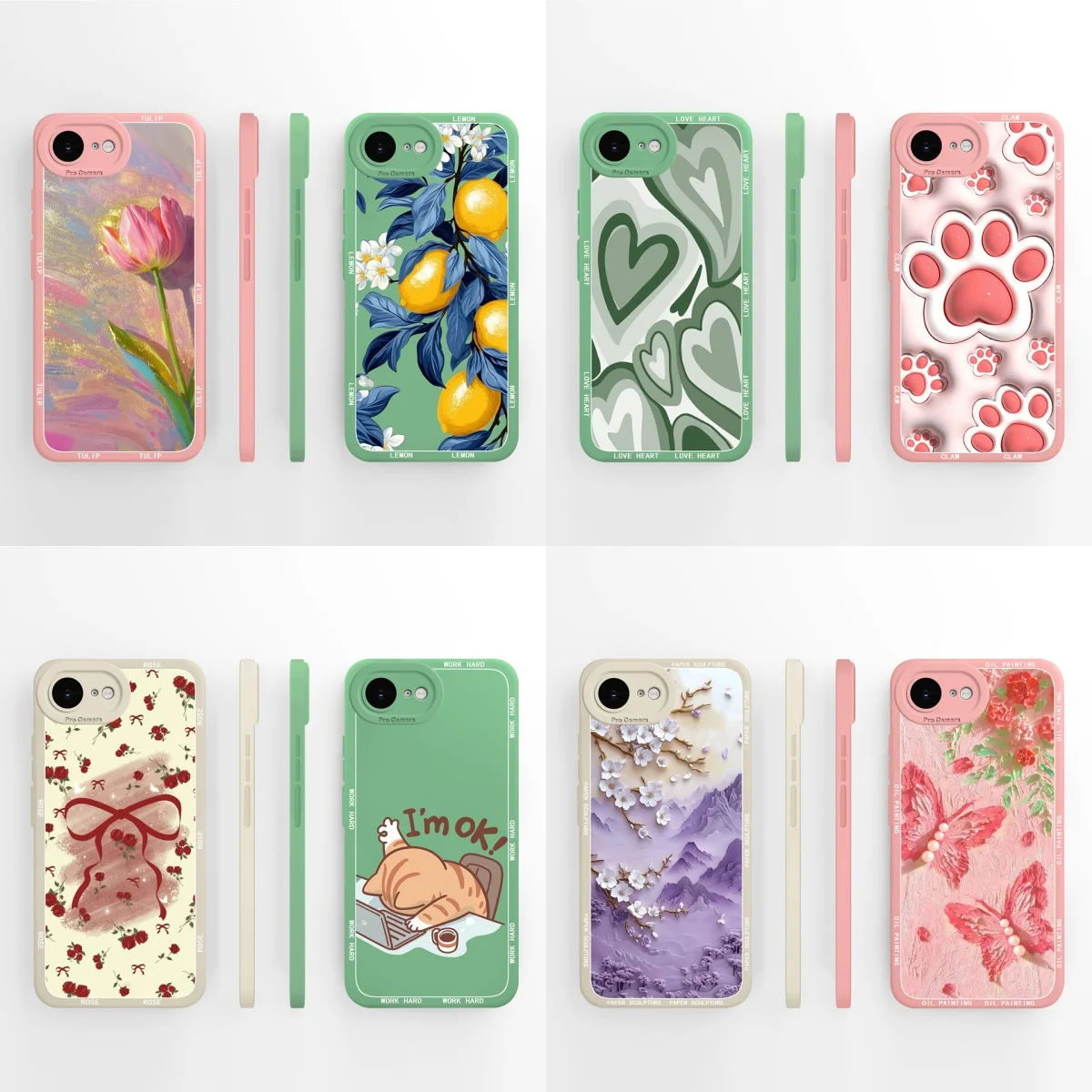 Elegant Floral Butterfly Design Soft Liquid Silicone Non-Slip Back Cover