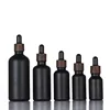 20/30X Frosted Black Bamboo Cap Glass Dropper Bottle Essential Oils 5ml-100ML Glass Dripper Portable Refillable Travel Bottle 5