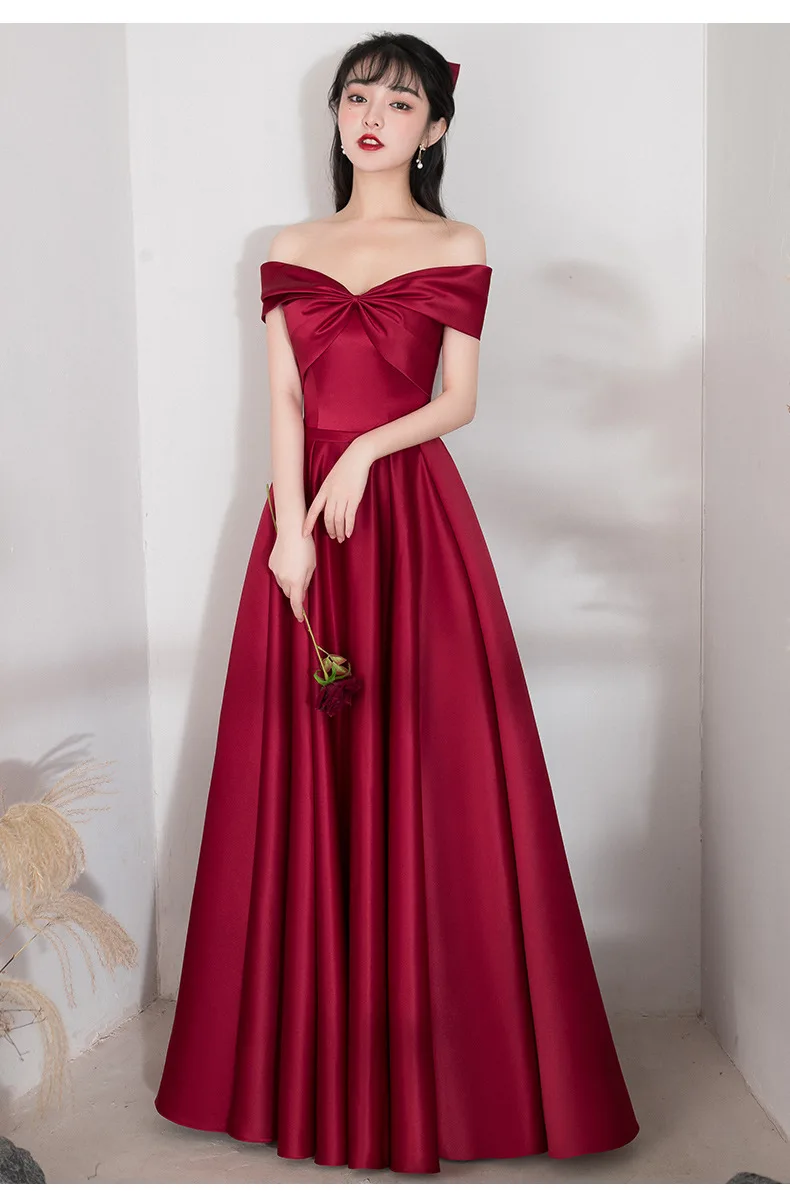 KAUNISSINA A-Line Prom Dress Elegant Off the Shoulder Satin Evening Dresses Vintage Floor Length Long Party Dress Custom Size evening gowns