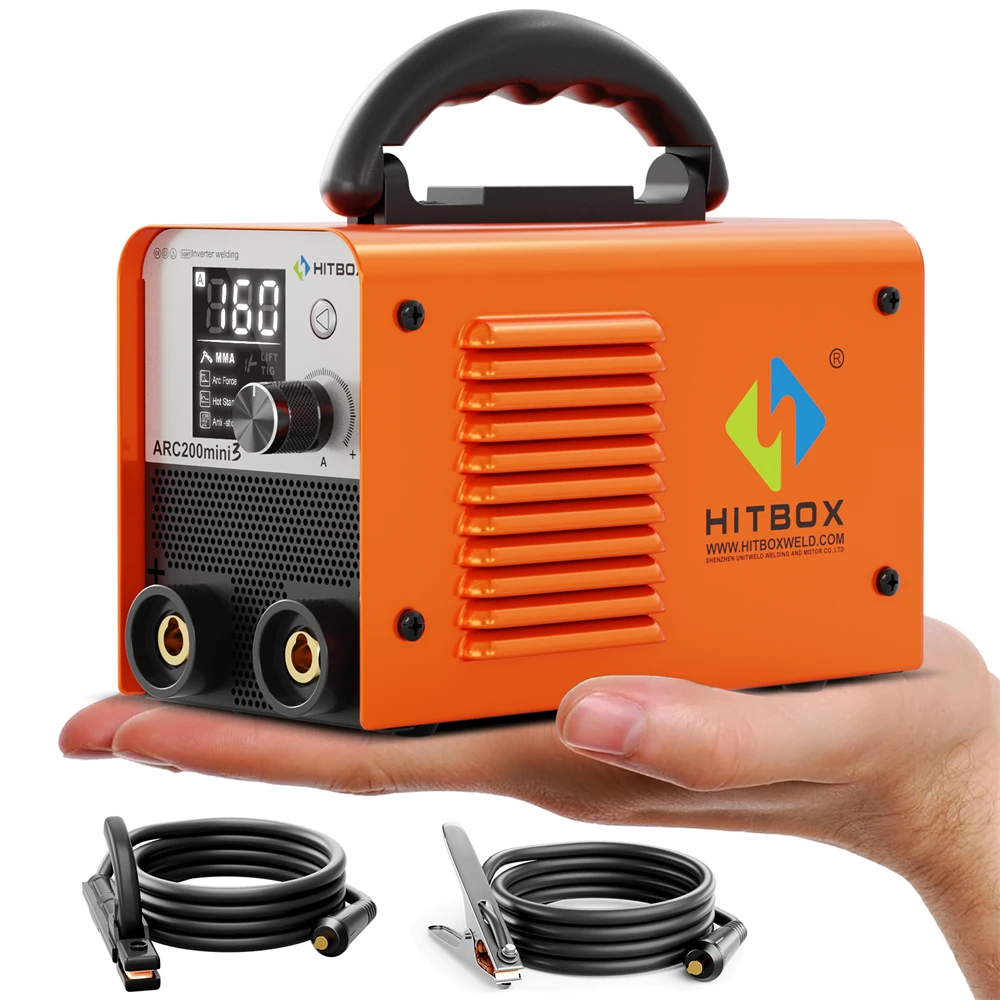Portable Welder HITBOX ARC Welding Machine 2 in 1 MMA/Lift TIG Digital Screens Hot Start Arc Force 1.0-2.5mm Electrode Portable Home Welder 110V