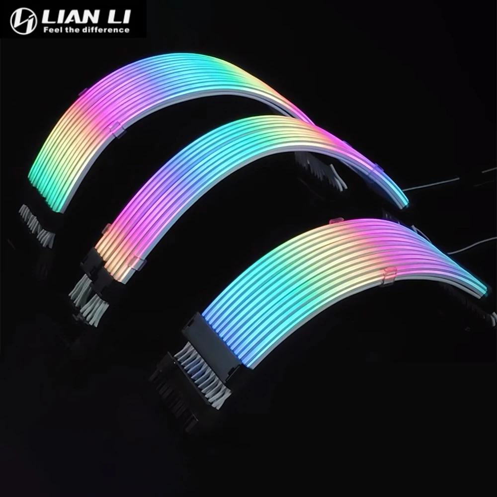Lian li Strimer v2 Rgb Psu Cabo de Extensão Atx 24pin Gpu Dual Triplo 8pin Gabinete pc Alimentação Modding Cabo Neon Oficial