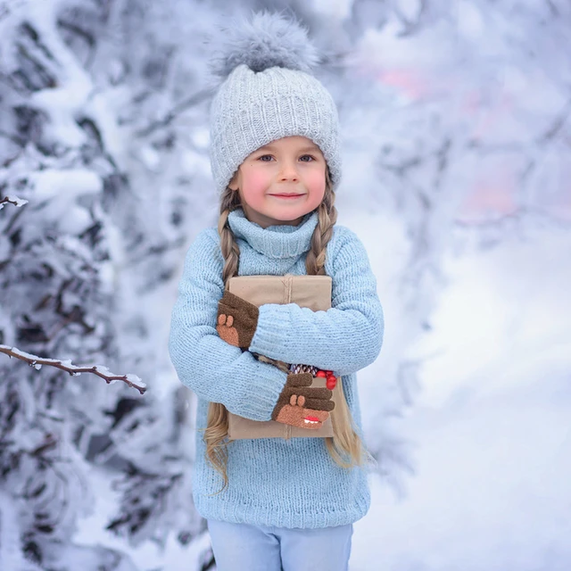 Gants de neige pour bébé, tricoté, Ski chaud d'hiver, pour garçon et fille,  enfant de 3 ans - AliExpress