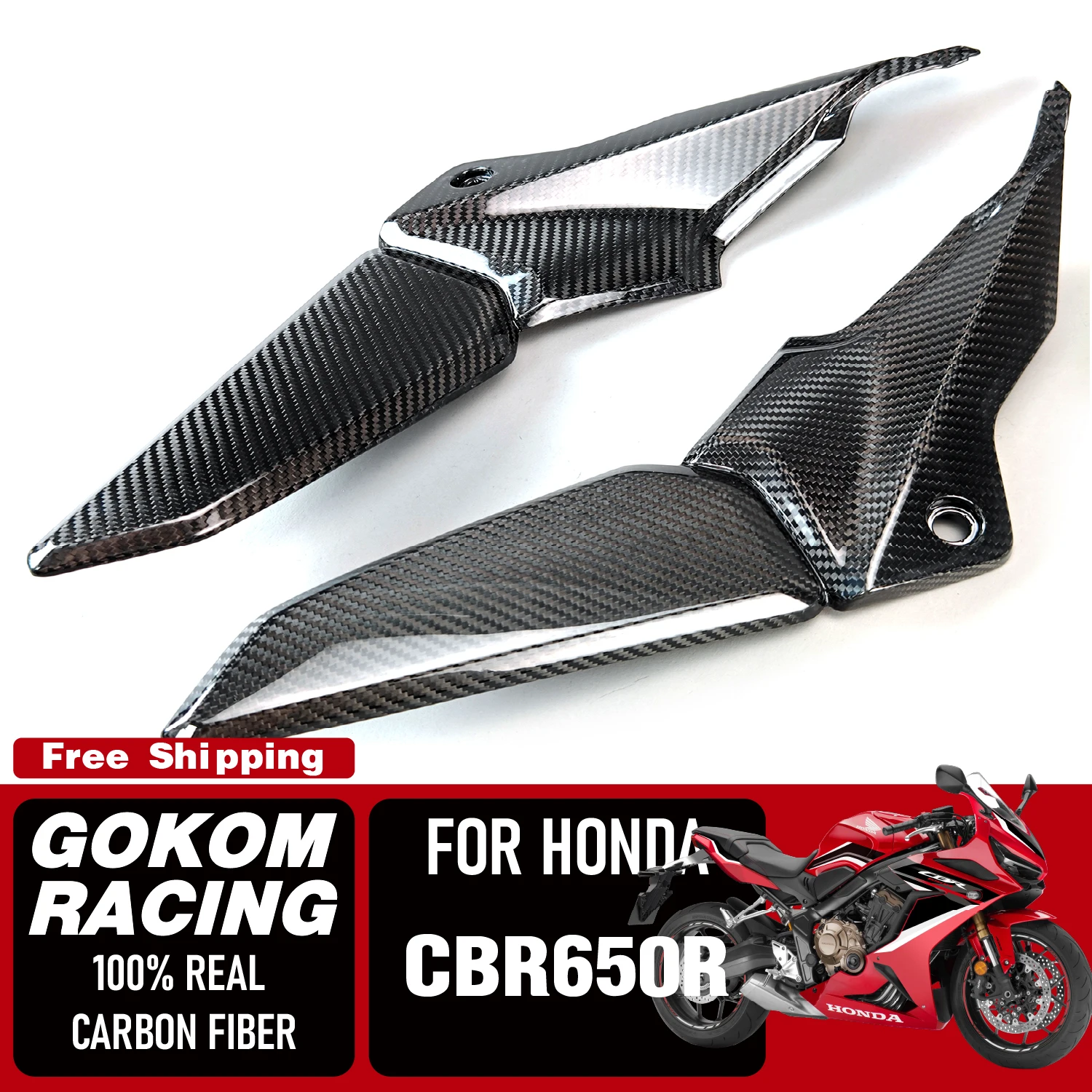 

Gokom гонки для HONDA CBR650R Крышка Резервуара боковая панель Защитная крышка капота обтекатель 100% Настоящее углеродное волокно аксессуары для мотоциклов