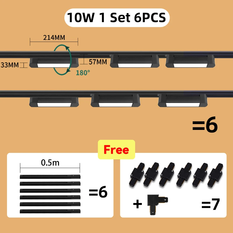 Black 10w 1set 6pcs
