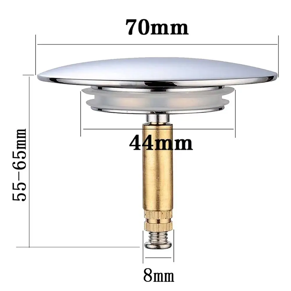Drain Stopper 70mm Bathtub Plug Adjustable Bath Stopper Bathroom Tub Drain Filter Brass Pop Up Waste Stopper Strainer Flat Seal