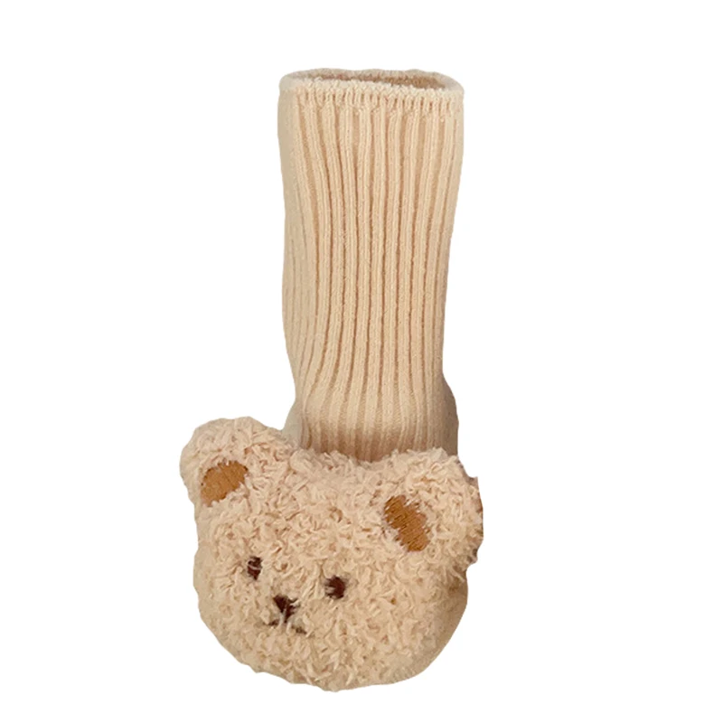 Baby Socks Cartoon Bear Long Knitting Spring Fall Winter Anti Slip Socks Infant Socks 3-6 Months