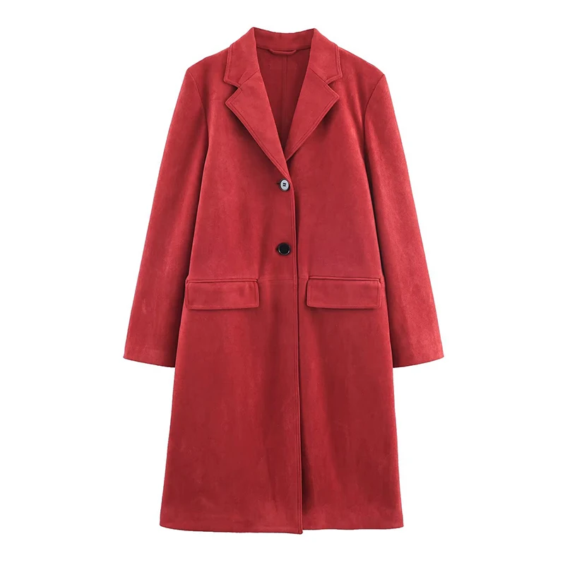 Women Solid Suede Overcoat Female Autumn Winter Casual Long Sleeve Coat Lady Elegant Outwear Jackets Streetwear Long Coats ﻿
