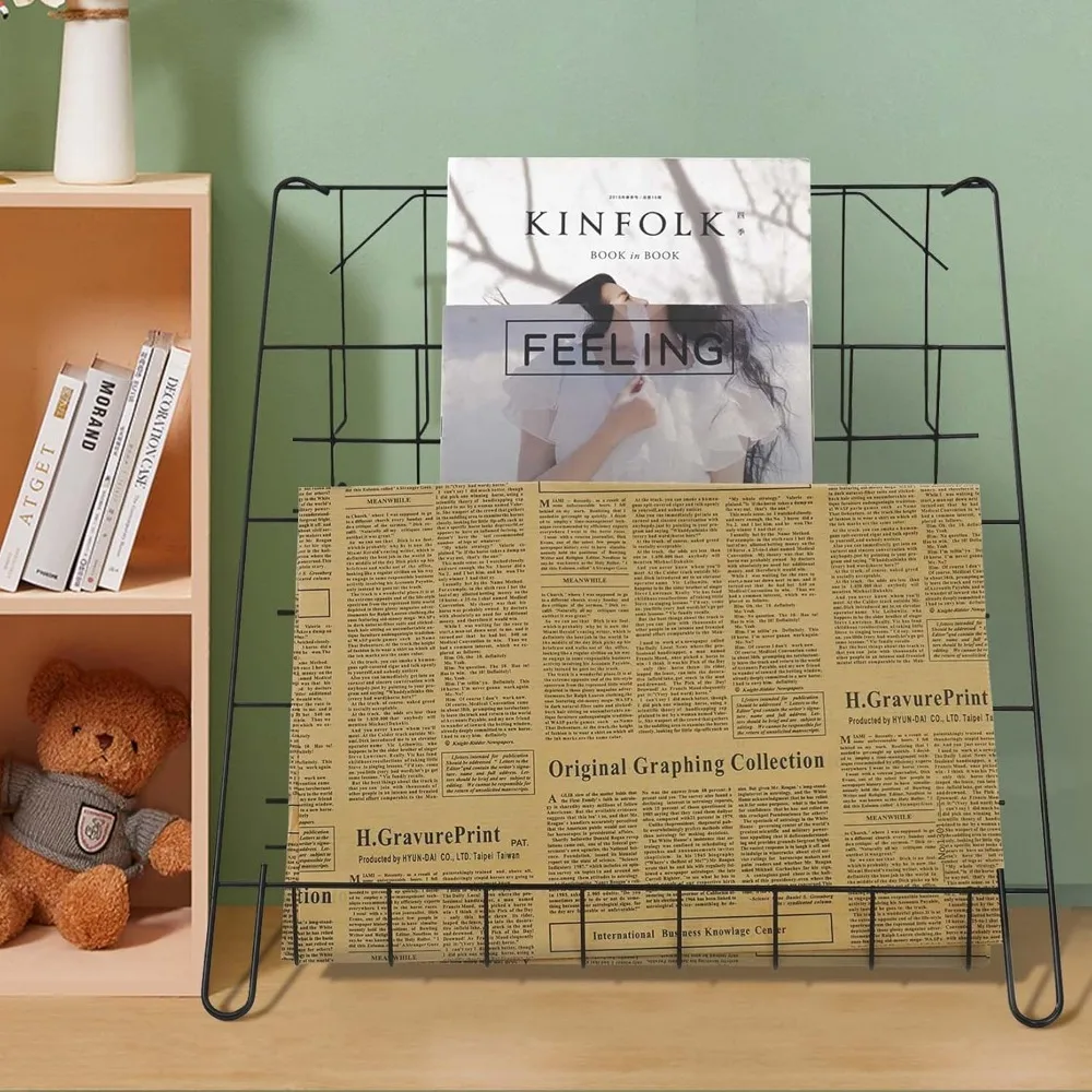 Metal Wire Magazine Rack with 4 Open Tiers, Holds Magazines & Brochures, Black,for livingroom,office 5