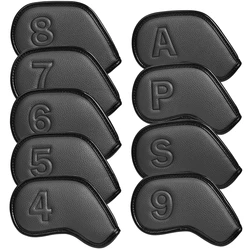 Set of 10 Embroidered Golf Iron Headcovers - Durable Club Protection with Numbered Design for Enhanced Training and Play (Velcro closure)