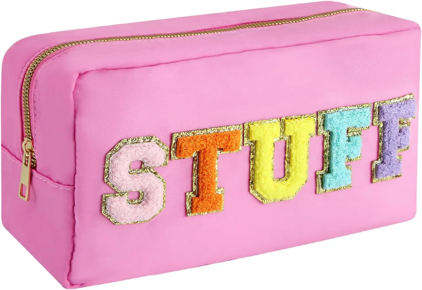 Preppy Patch Makeup Bag, Nylon Preppy Travel Stuff Cosmetic Bag