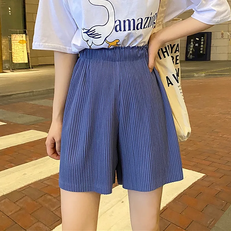 outfits for women Folds Chiffon High Waist Shorts Woman Comfortable Elasticity Streetwear Casual Loose Summer Ice Silk Shorts Women's Clothing trendy clothes