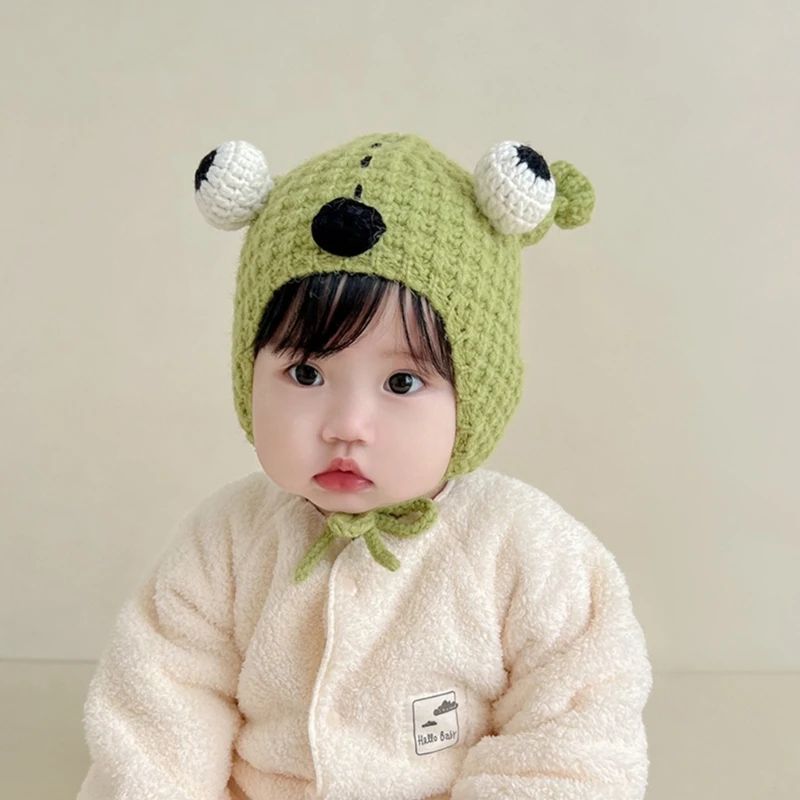 

Cosy Infant Knit Hat Funny Big Eyes Knitted Beanie Cap Boys and Girls Autumn Winter Warm Bonnet Hat for Cold Weather