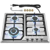 30" Gas Cooktop 4 Burners Propane NG/LPG Dual Fuel Kitchen Stove Built-in Countertop RVs 110V Pulse Ignition Stainless Steel 1