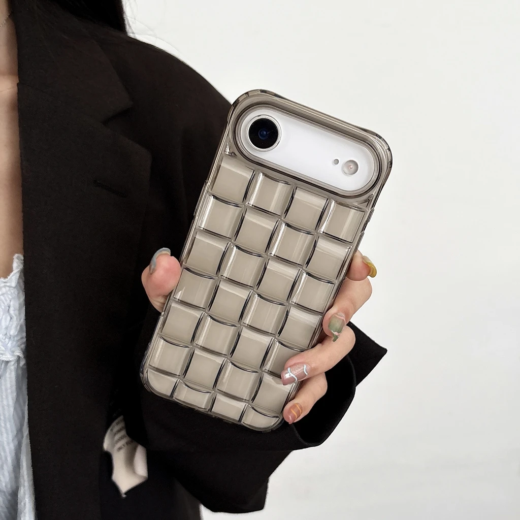 Creative Transparent Green-Grey 3D Weaving Pattern Phone Cover Case
