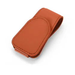 Magnetic PU Leather Car Visor Glasses Holder and Storage Clip (Orange)