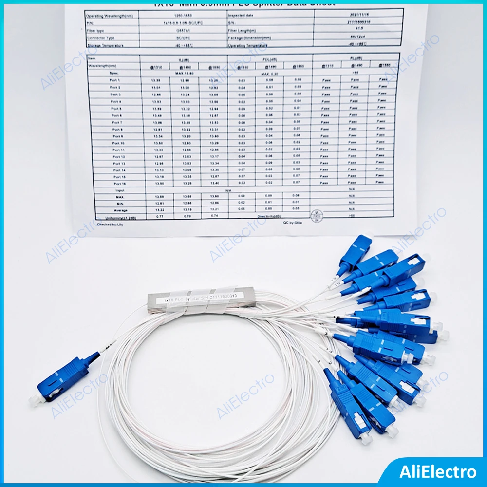 10pcs-lot-fiber-optic-plc-splitter-1x16-sc-upc-steel-tube-09mm-mini-blockless-g657a1-09mm-1m-1-16-1-2-1-4-1-8-sc-upc-connector