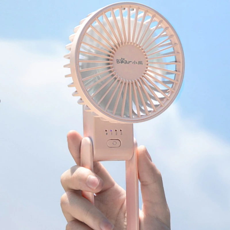 

Bear Handheld USB Electric Fan Household Low Noise Student Dormitory Charging Portable Desktop Small Mini Desk Fan
