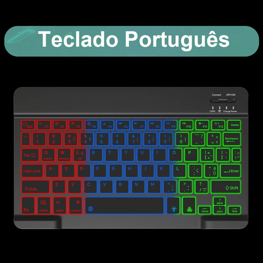 Bluetooth-Tastatur mit Hintergrundbeleuchtung und Maus für iPad, iOS, Android und Windows, wiederaufladbar, für 10-Zoll-Geräte_voghion.com