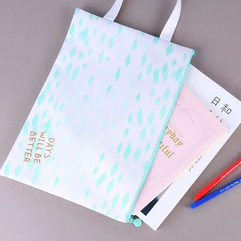 Green Mood A4 File bag Canvas Big Capacity Document Bag Business Briefcase Storage for Papers Stationery Student Gift