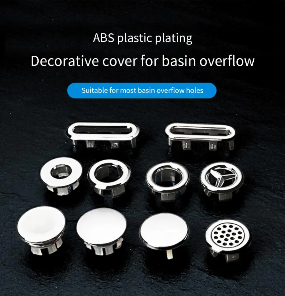 Round Sink Overflow Cover - Plastic Basin Trim for Bathroom