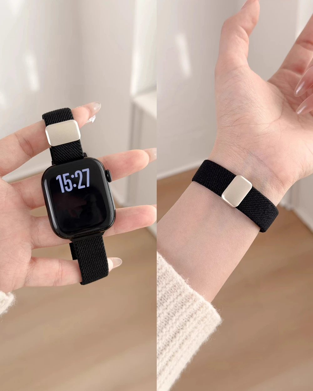 Elegant Magnetic Elastic Nylon Strap for Women - Premium Watch Band Replacement