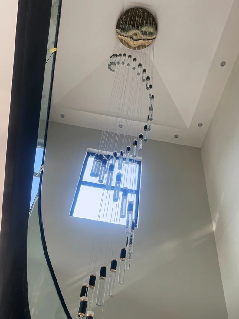 Modern Crystal Chandelier - Elegant Pendant Lamp for Living Room and Staircase