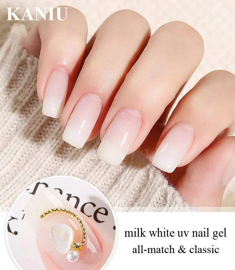 

KANIU 12ml Transparent White UV Gel Nails Polish Soak Off Milky White Nail Gel Varnish Protein Glue Nail Gel Lacquer Manicure