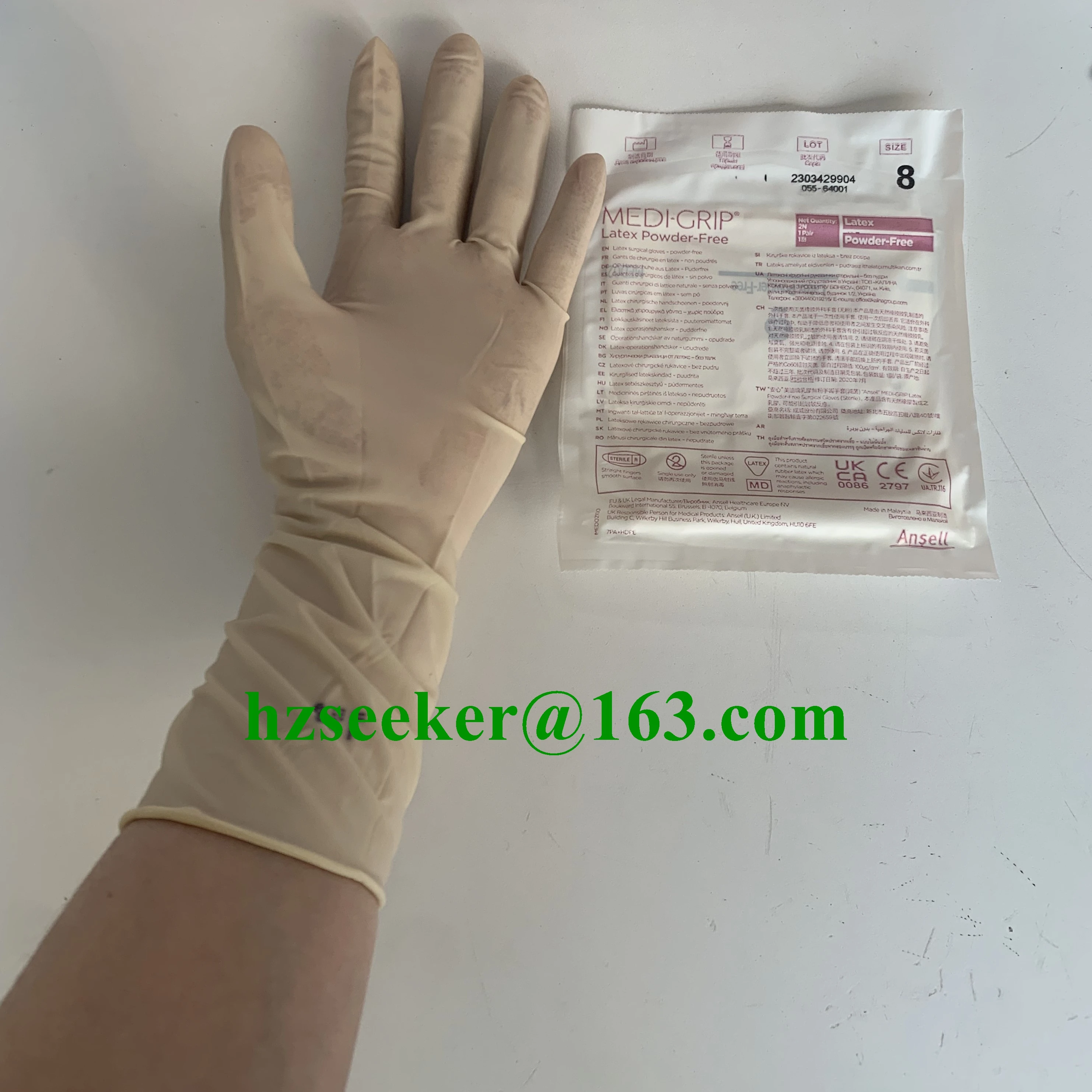 Ansell MEDI-GRIP(10pairs) Latex Powder-Free surgical glove Smooth with a micro-textured finish for a safe and secure grip Beaded
