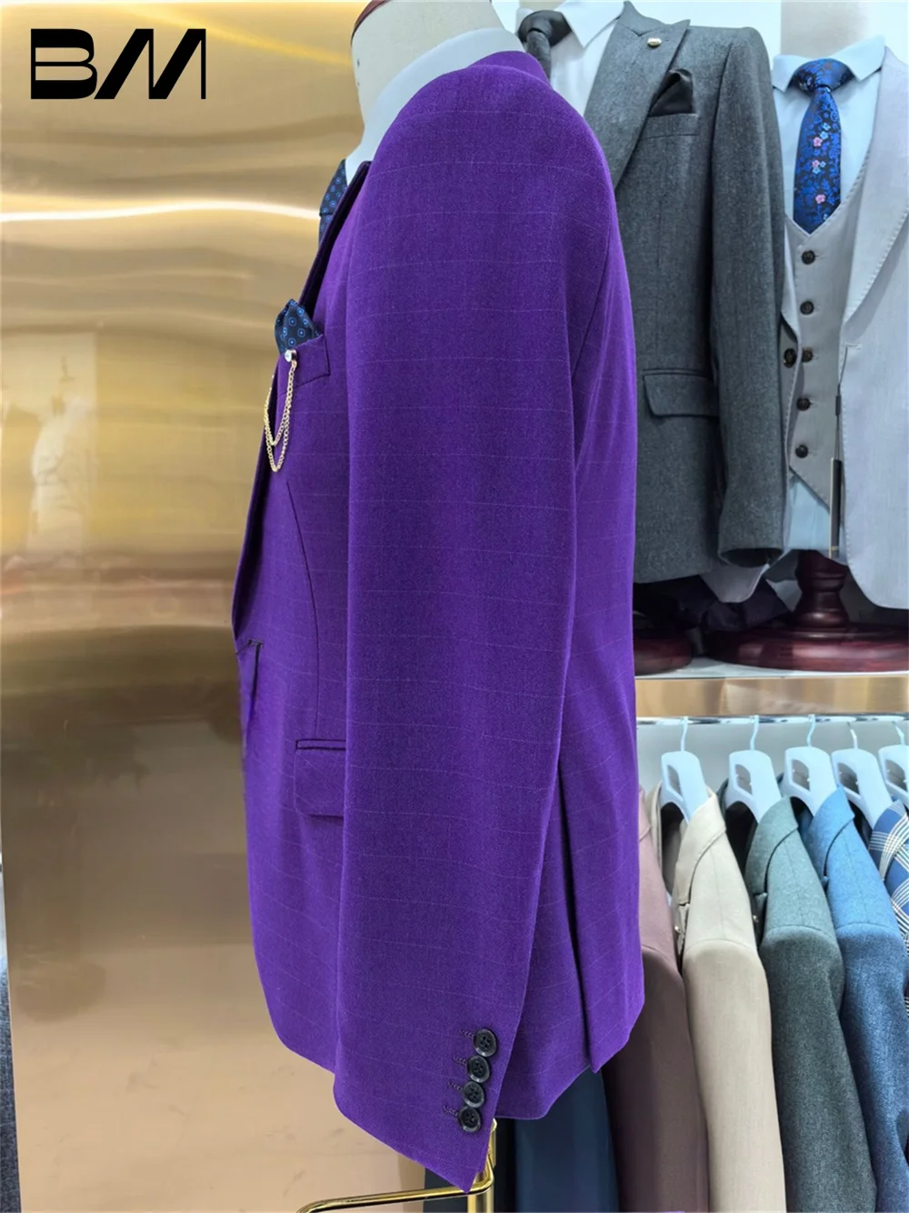 BRLMALL-Men's Suit set For Formal Office Meeting Handsome Wedding Suit Host Party Suit Blazers Pant Vest Fashion Printed Suit