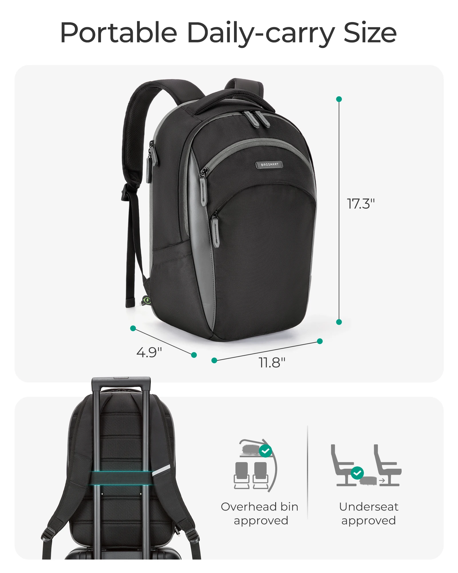 bagsmart laptop backpack for men 17.3 inch business backpack large capacity college computer backpack BAGSMART Laptop Backpack for Men 17.3 Inch Business Backpack Large Capacity College Computer Backpack 5