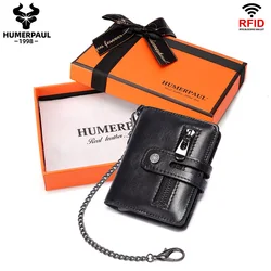 Men's Genuine Leather RFID Credit Card Holder Wallet - Sleek Business Card Case with Smart Aluminum Pop - Up Feature (Black box)