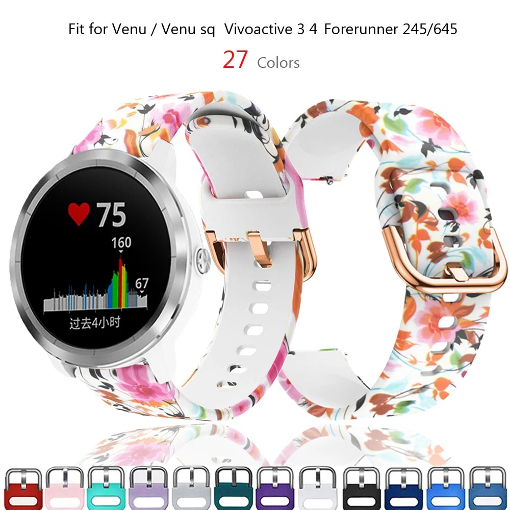 

Silicone Strap for Garmin Vivoactive 3 4 4s Venu 2 2s Bracelets for Garmin Venu sq Forerunner 158 245 645 wristbelts Accessories