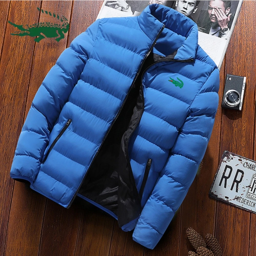 

Men's Embroidery Brand Jacket Hot Sale Winter Fashion Casual Windproof Standing Collar Warm Coat Plus Size Outdoor Camping Coat