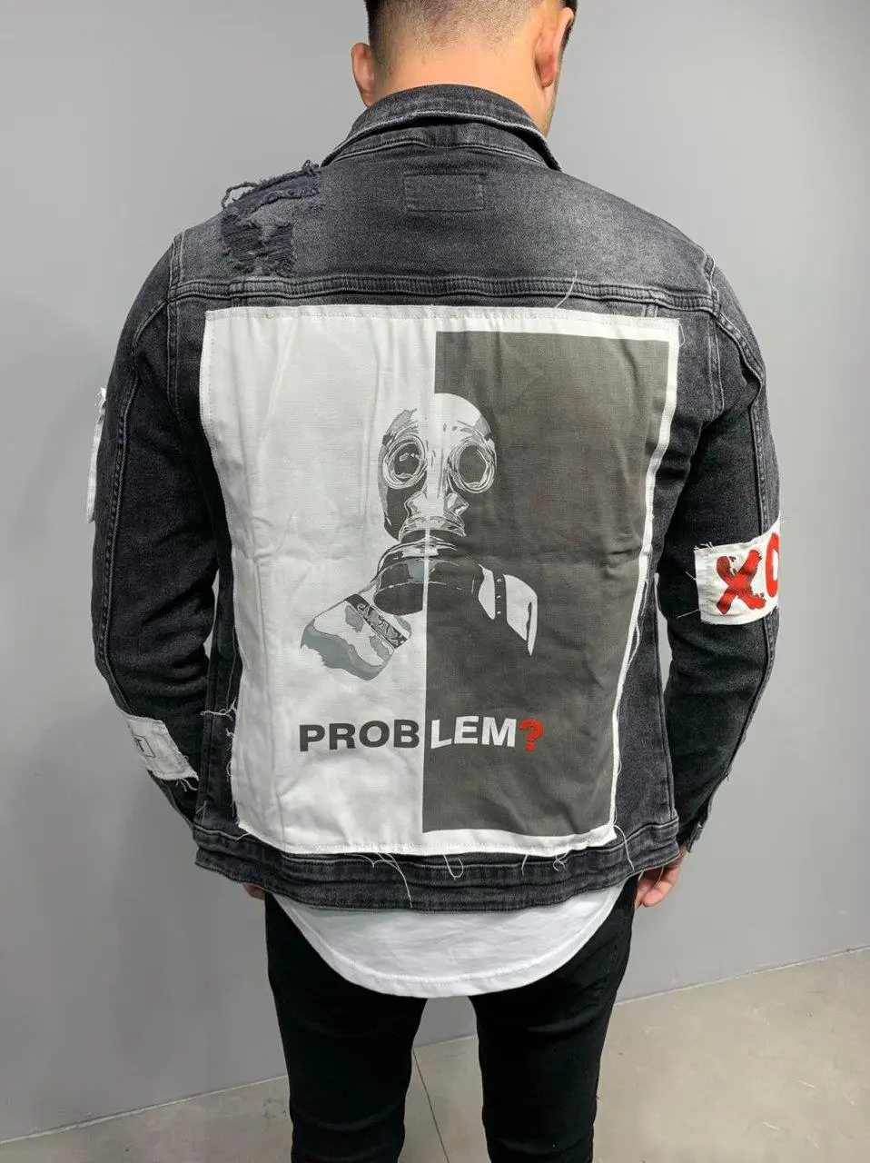 STM Design Gas Mask Denim Jacket Men 