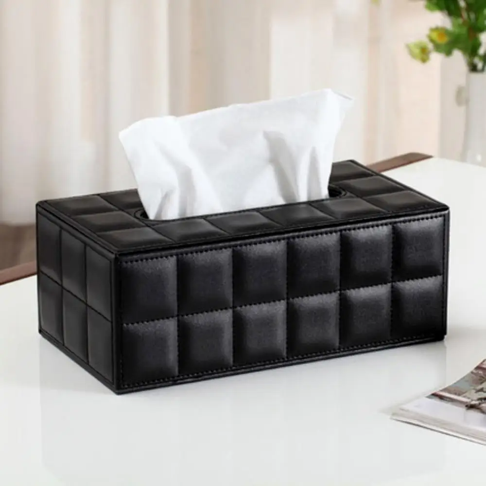 Faux Leather Tissue Box High Quality Elegant Durable Rectangle Paper Holder Tissue Dispenser Storage Box Car Home Decor 4