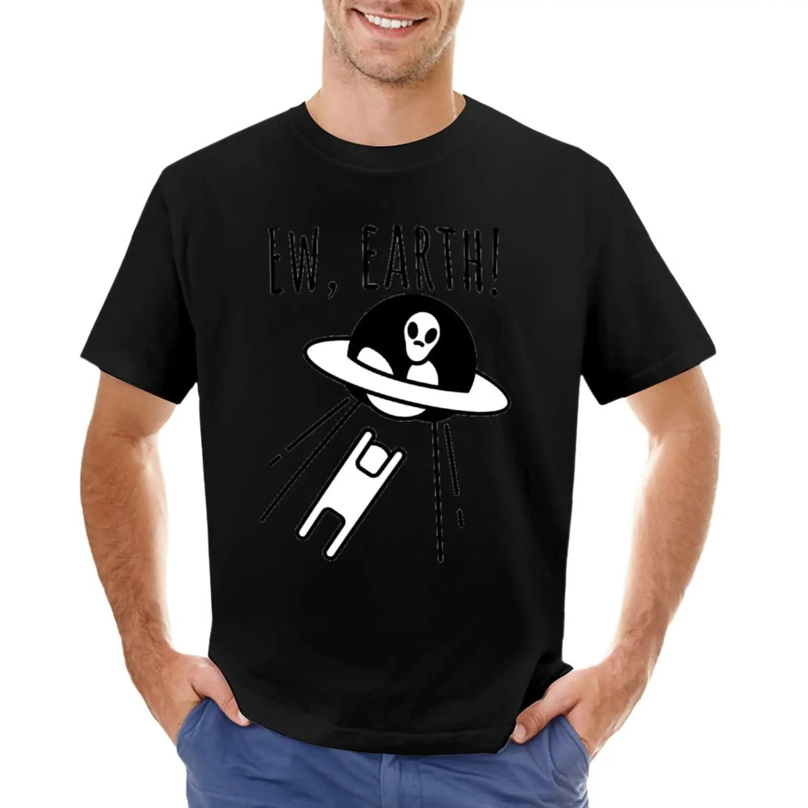 

World ufo day, funny alien T-Shirt black t shirts anime T-shirt short slim fit t shirts for men