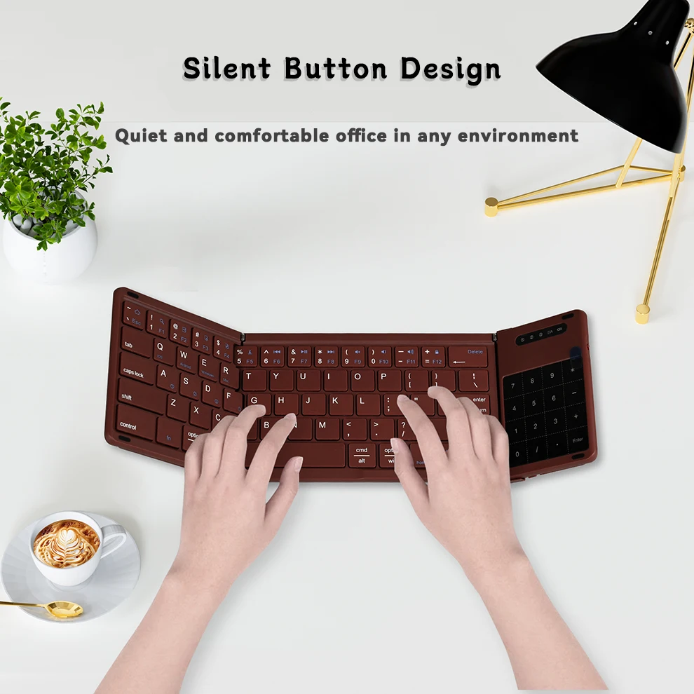 Wireless Keyboard with Touchpad Rechargeable Foldable Bluetooth For PC Mac Smartphone Windows iOS Android