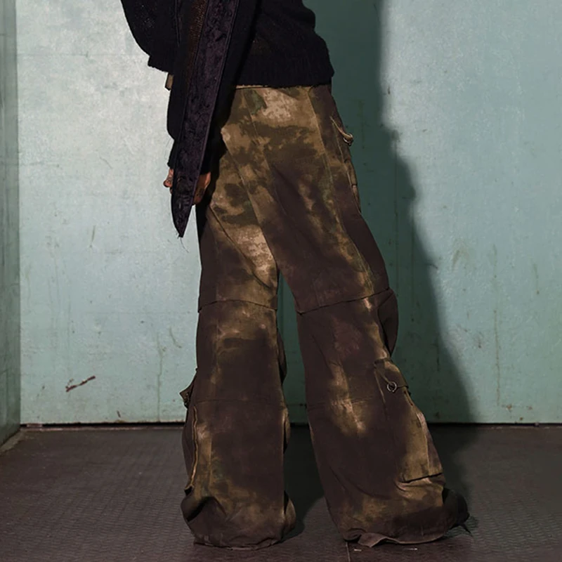 Description Picture 6 of itemPFNW Vintage Worn Out Men's Cargo Pants Multi Pockets Camouflage Overalls Flared Trousers Safari Style 2023 Witner New 28W2623