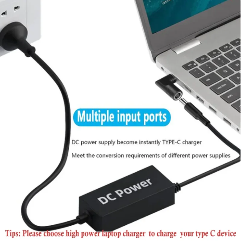 Laptop Charger Plug Adapter Power Plug Connector Power Cable Power Cord 100W DC Square Plug for Lenovo to USB C PD Power Adapter Converter Type C for MacBook