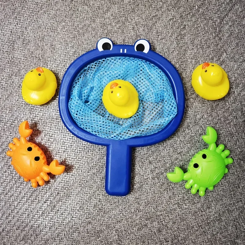 Baby Bath Toys Kids Floating Bath Toys with Fishing Net Water Fun Bathing Cute Children Bathroom Shower Bathtub Animals Toy 4