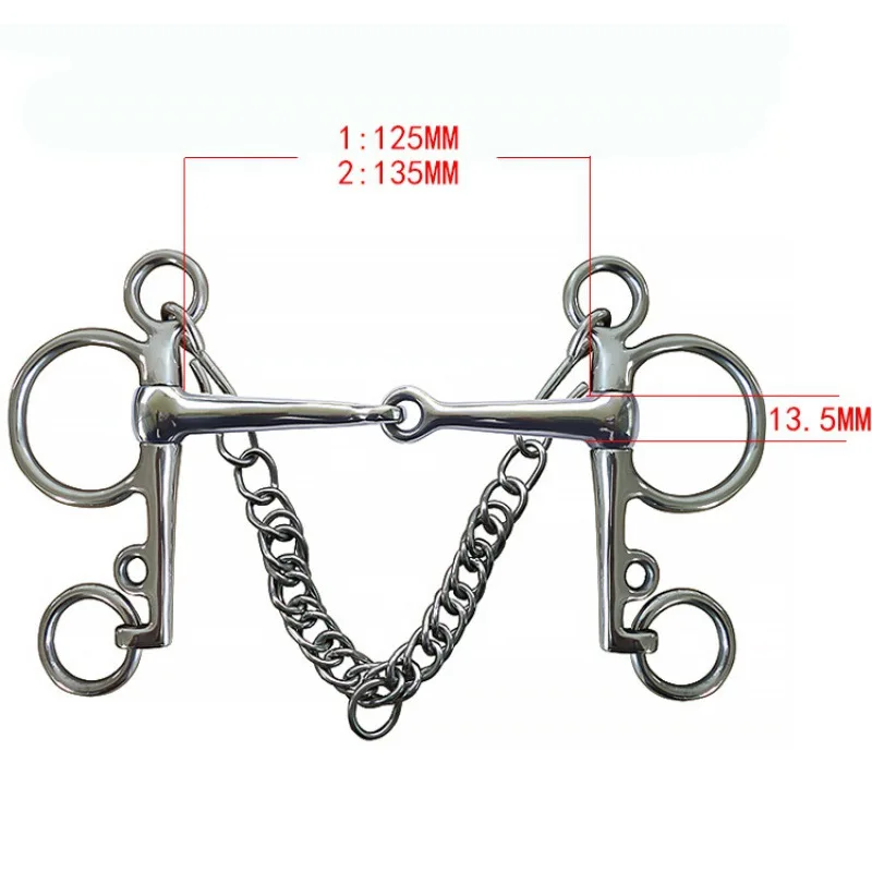 Professional Stainless Steel Horse Bit Durable Curb Hooks Chain Full Cheek Comfort Snaffle Bit Copper Rollers Horse Equipment horse riding equipment
