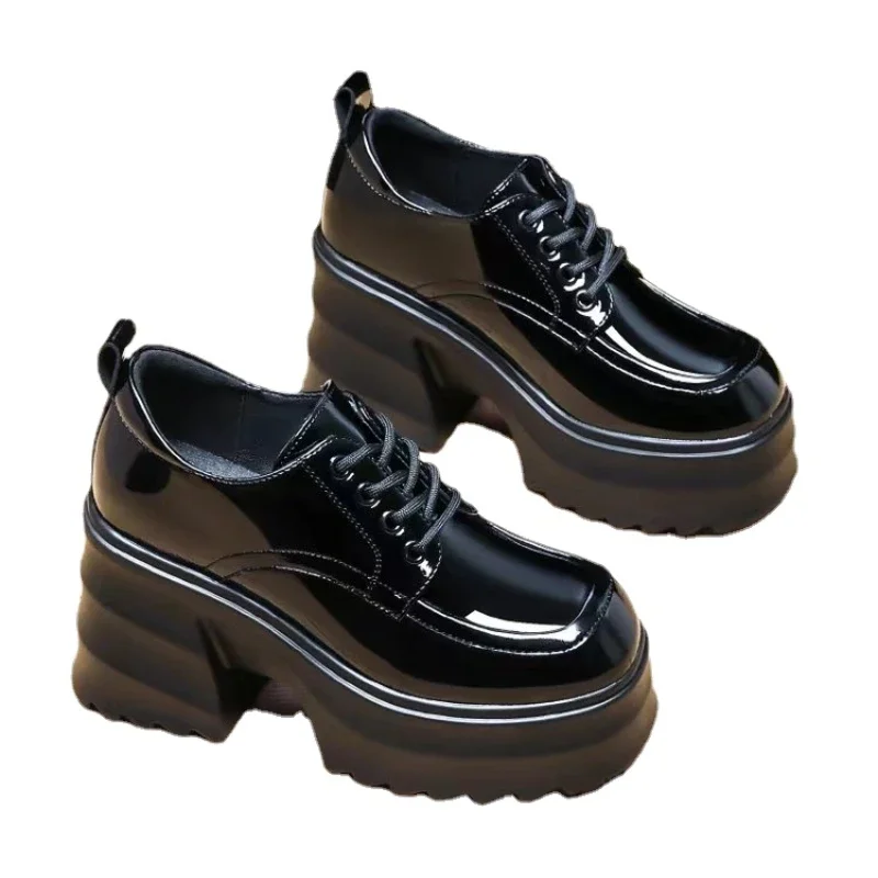 Women High Heels Shoes 2023 New Trend Fashion Party Shoes Wedges Pumps Casual Ladies Black Lace Up PU Leathesr Ankle Bota 2