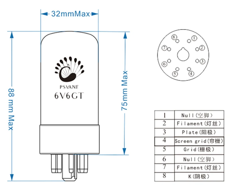 PSVANE 6V6GT 진공관, 6V6 5881 6V6G 6P6P 6N6C CV511 HIFI 오디오 밸브, 전자 튜브 앰프 키트, DIY 교체
