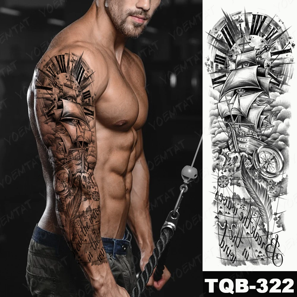Grote Arm Mouw Tattoo Lion Crown King Rose Waterdichte Tijdelijke Tattoo  Sticker Wilde Wolf Tijger Mannen Volledige Schedel Totem Fake Tattoo -  AliExpress, image size:1000x1000