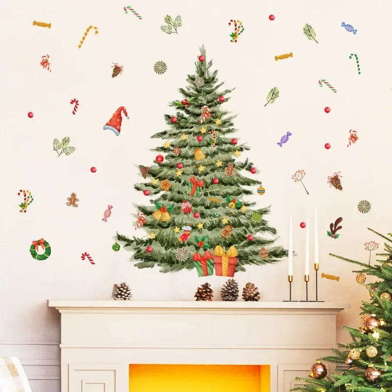 Christmas Tree Candy Wall Sticker Home Decoration Wall Sticker Background Living Room Painting Self-adhesive Batch
