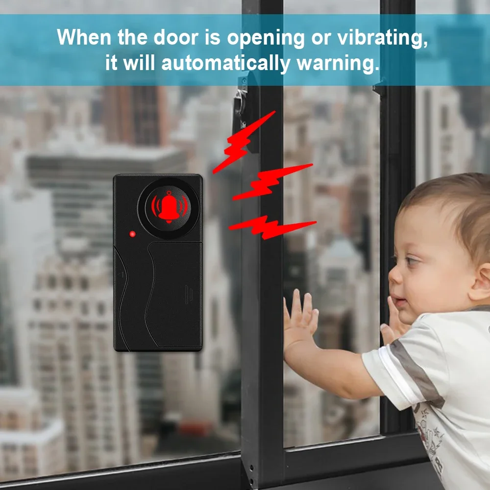 Awapow Wireless Vibration Alarm with Remote Control – 110dB Loud Anti-Theft Security for Bikes, Doors, and Windows
