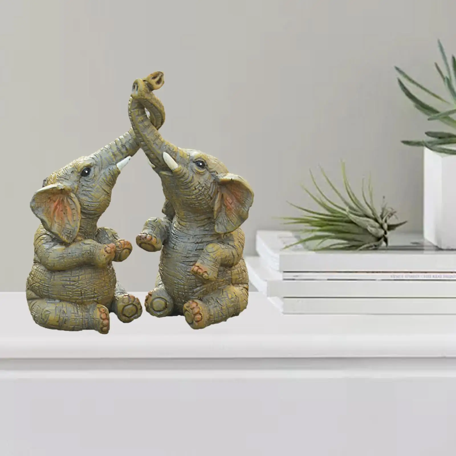 Modern Couple Elephant Statue Figurines Sculptures Art Craft for Table Decor